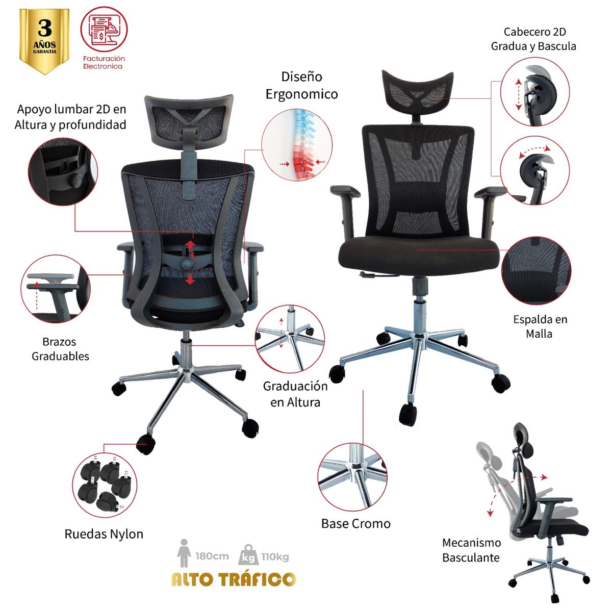MUEBLESYA - Silla De Escritorio y Oficina Timana Confort Operativa