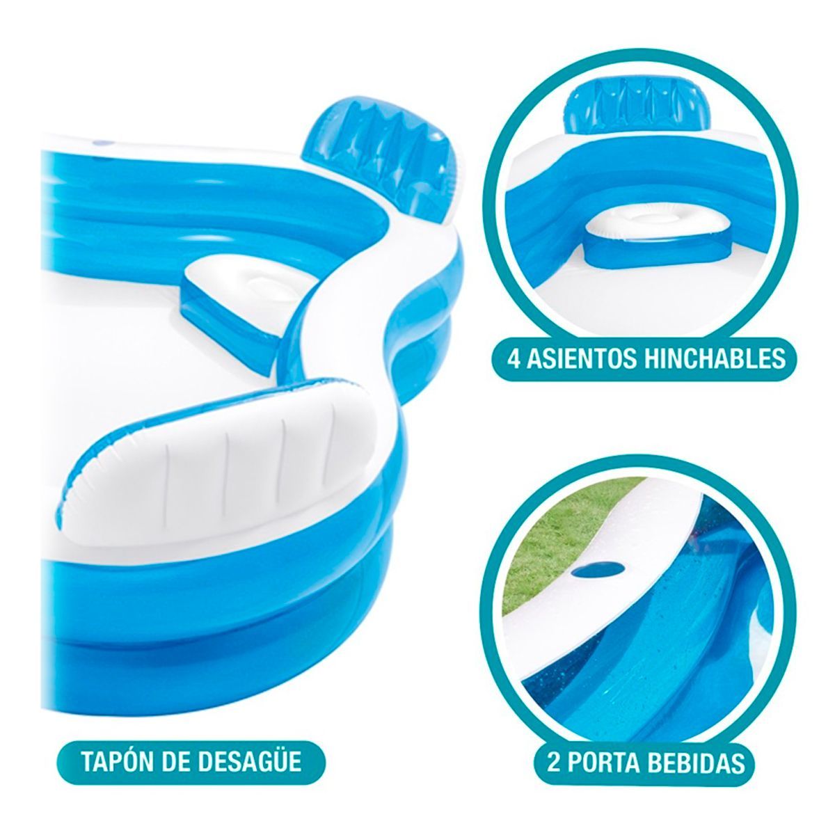 GENERICO - Piscina Jacuzzi Intex Inflable 4 Sillas 56475 Familia Niños