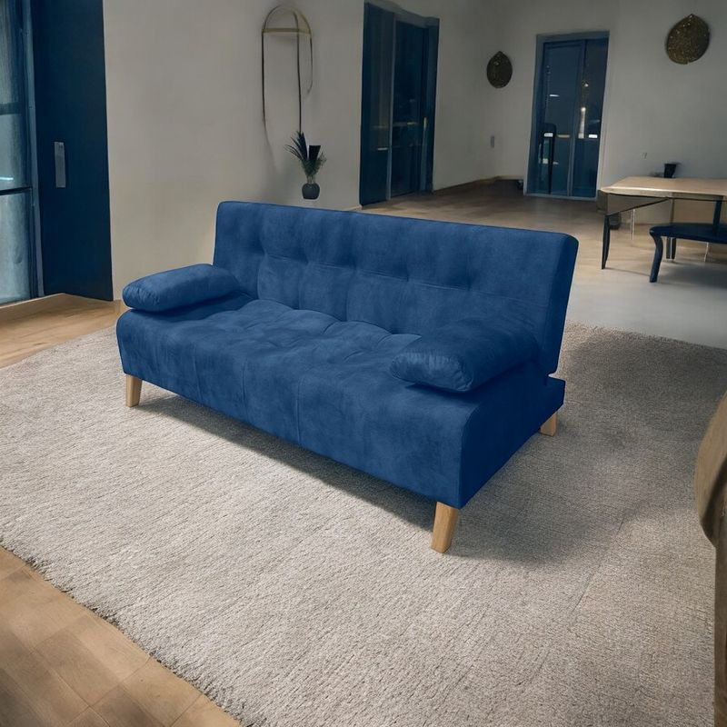 MUEBLES ONLINE - Sofa cama 3 Posiciones Leroy Tela azul