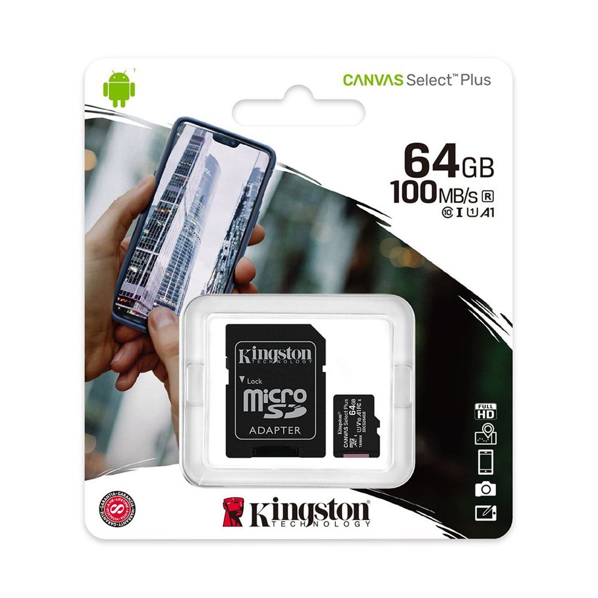 KINGSTON - Micro SD Canvas Memoria Micro SD Canvas Select Plus 64 Gb Clase 10