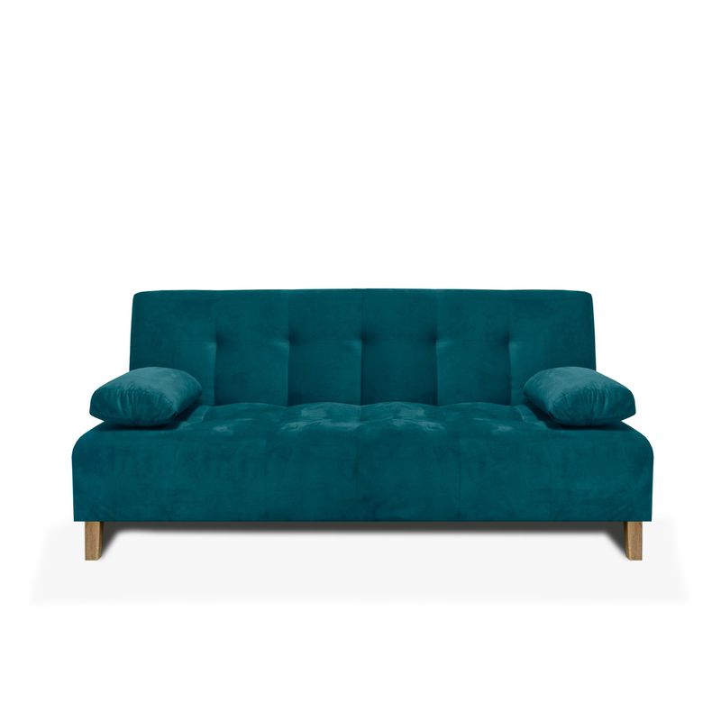 MUEBLES ONLINE - Sofa cama 3 posiciones Glaser Tela turquesa