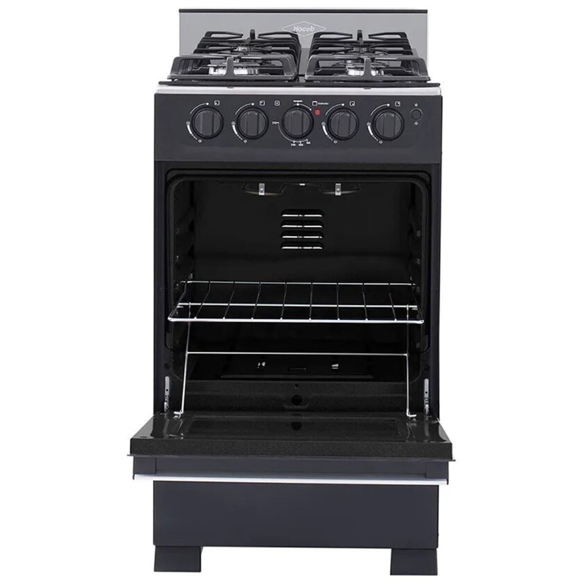 HACEB - Estufa Haceb 4ptos Gas Ee Gratinador Negra - ESTUFA ROMERO CRISTAL 50 GN NE