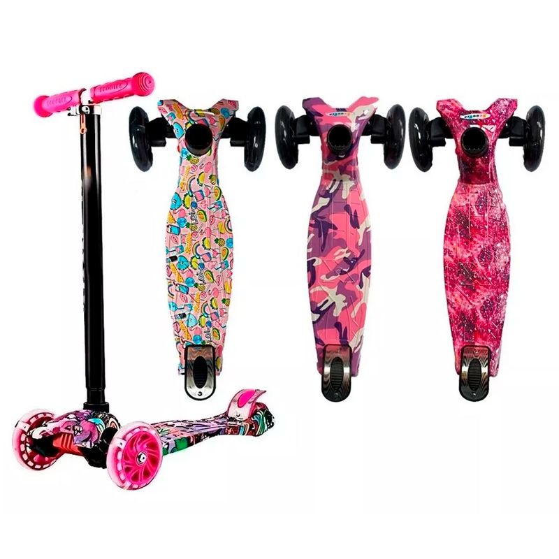 GENERICO - Monopatin Scooter Patineta Ruedas Luz NIÑA DISEÑO ALEATORIO