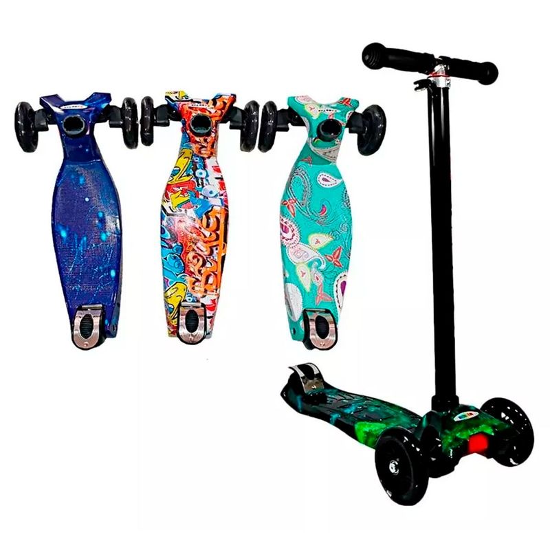 GENERICO - Monopatin Scooter Patineta Ruedas Luz NIÑO DISEÑO ALEATORIO