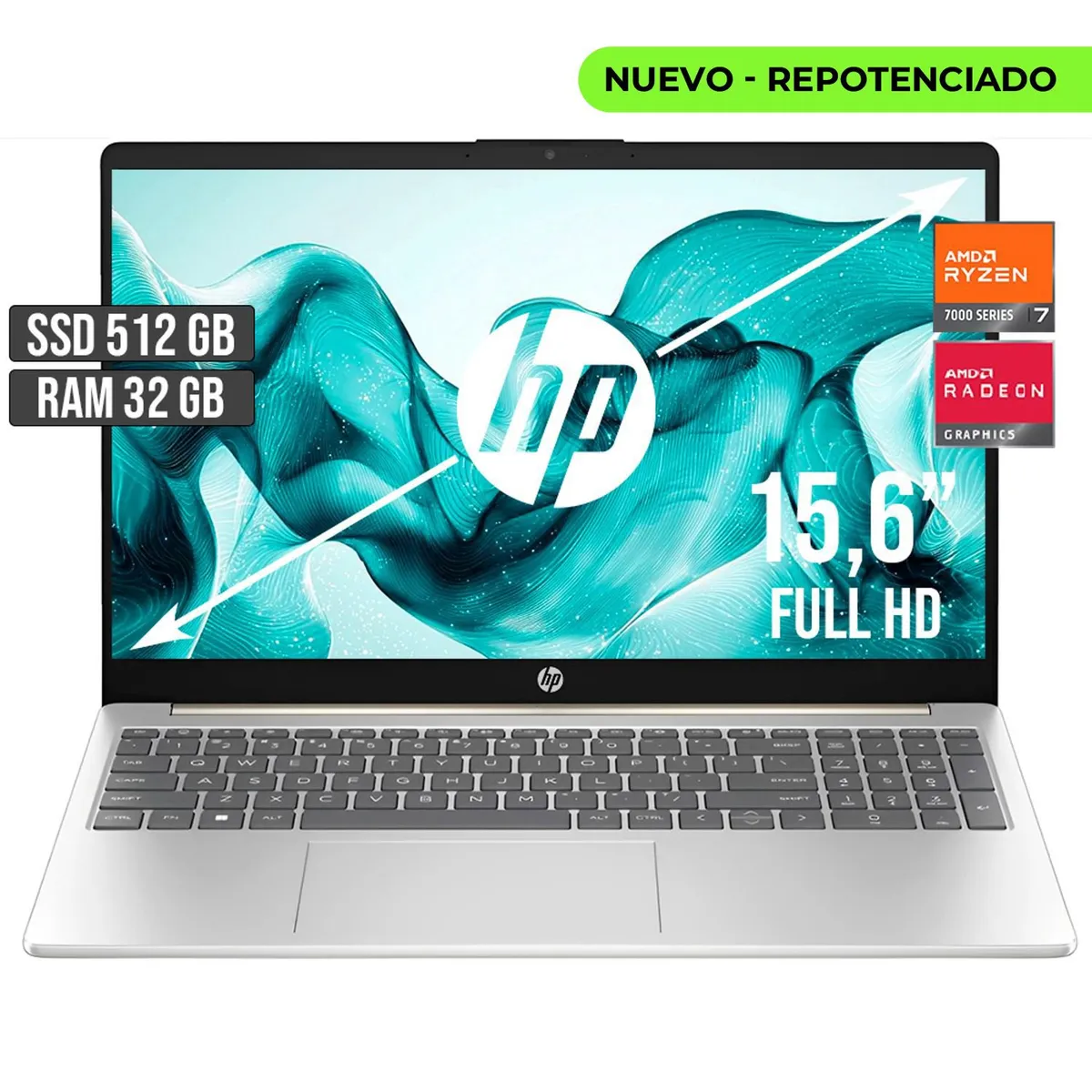 HP - Portátil HP AMD Ryzen 7 7730U 32GB RAM 512GB SSD 15-FC0012LA