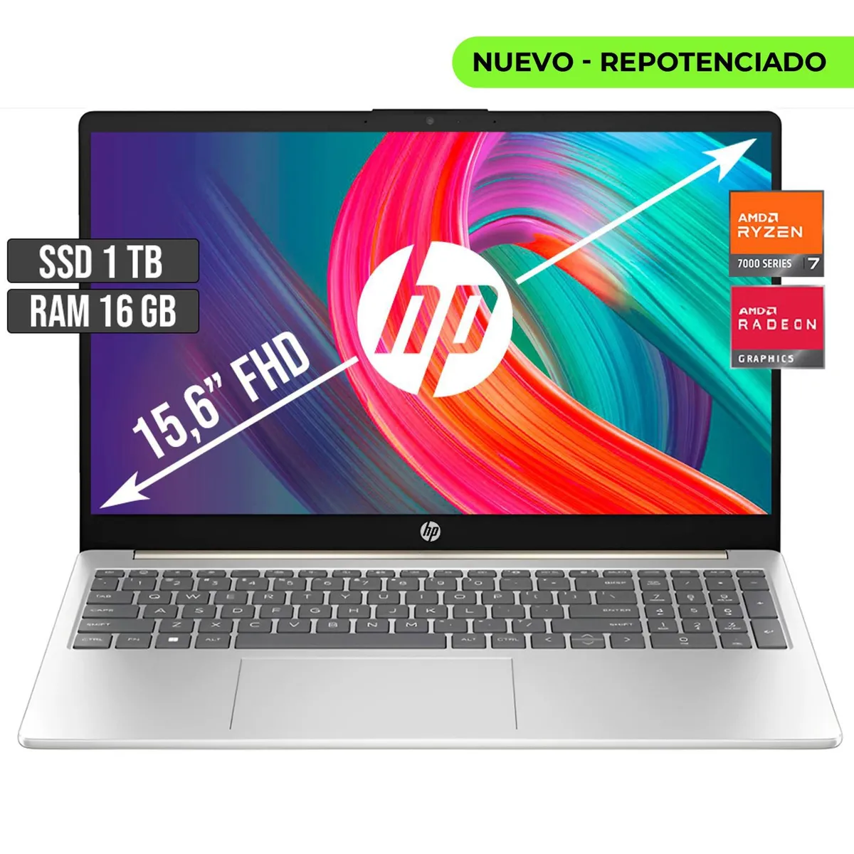 HP - PORTATIL HP AMD RYZEN 7-7730U SSD 1TB RAM 16GB LED 15,6 FULL HD