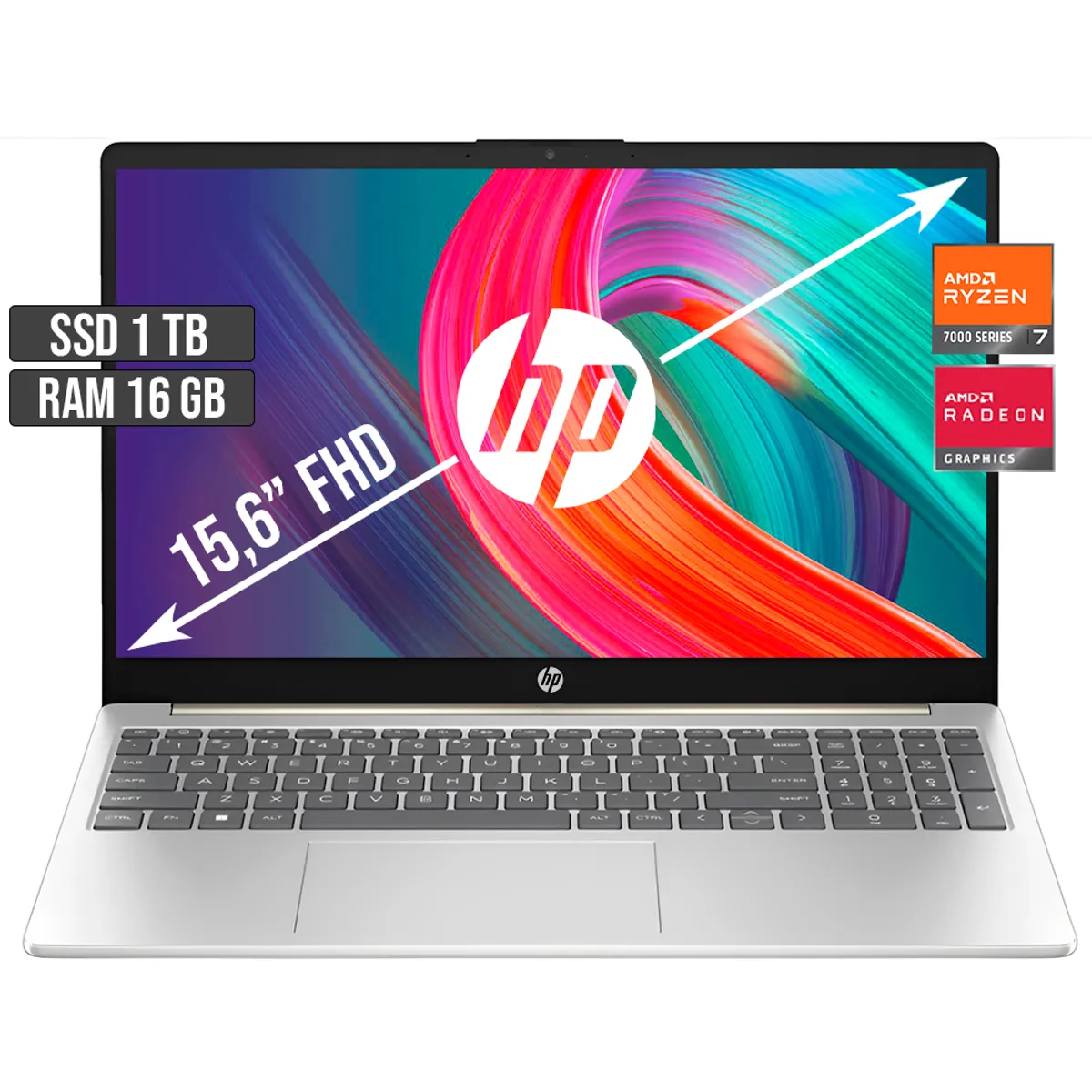 HP - PORTATIL HP AMD RYZEN 7-7730U SSD 1TB RAM 16GB LED 15,6 FULL HD