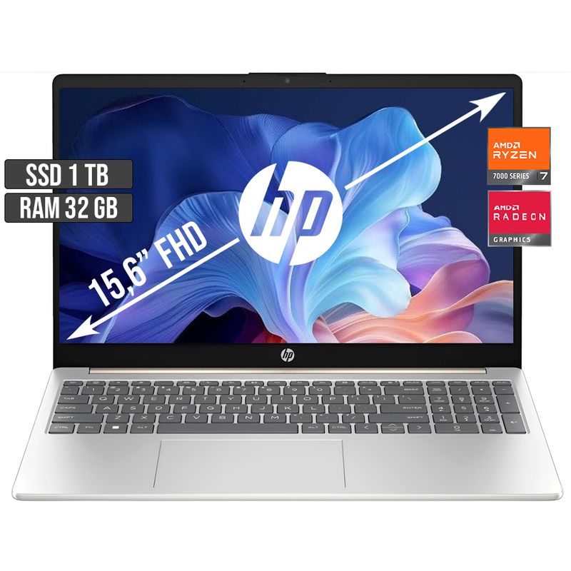 HP - PORTATIL HP AMD RYZEN 7-7730U SSD 1TB RAM 32GB LED 15,6 FULL HD