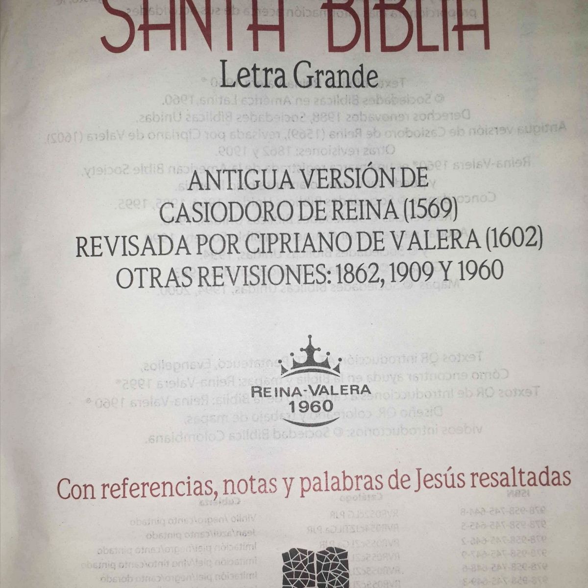 SBC - Biblia Cristiana Reina Valera 1960 Letra Tamaño Grande - Canto Azul