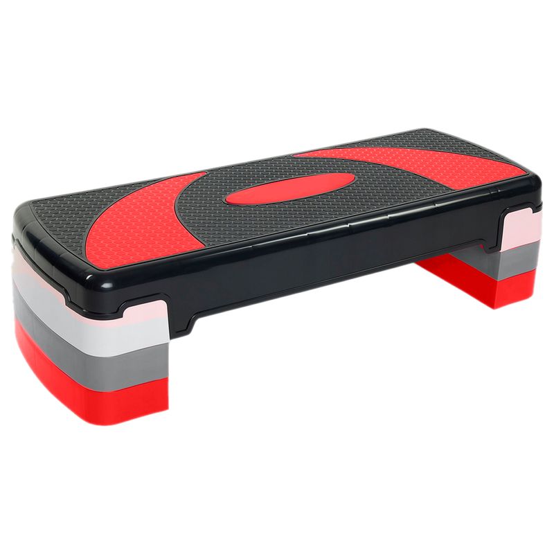 GENERICO - Banco Step Grande 3 Niveles Aeróbicos Gym Rojo Ref G3N