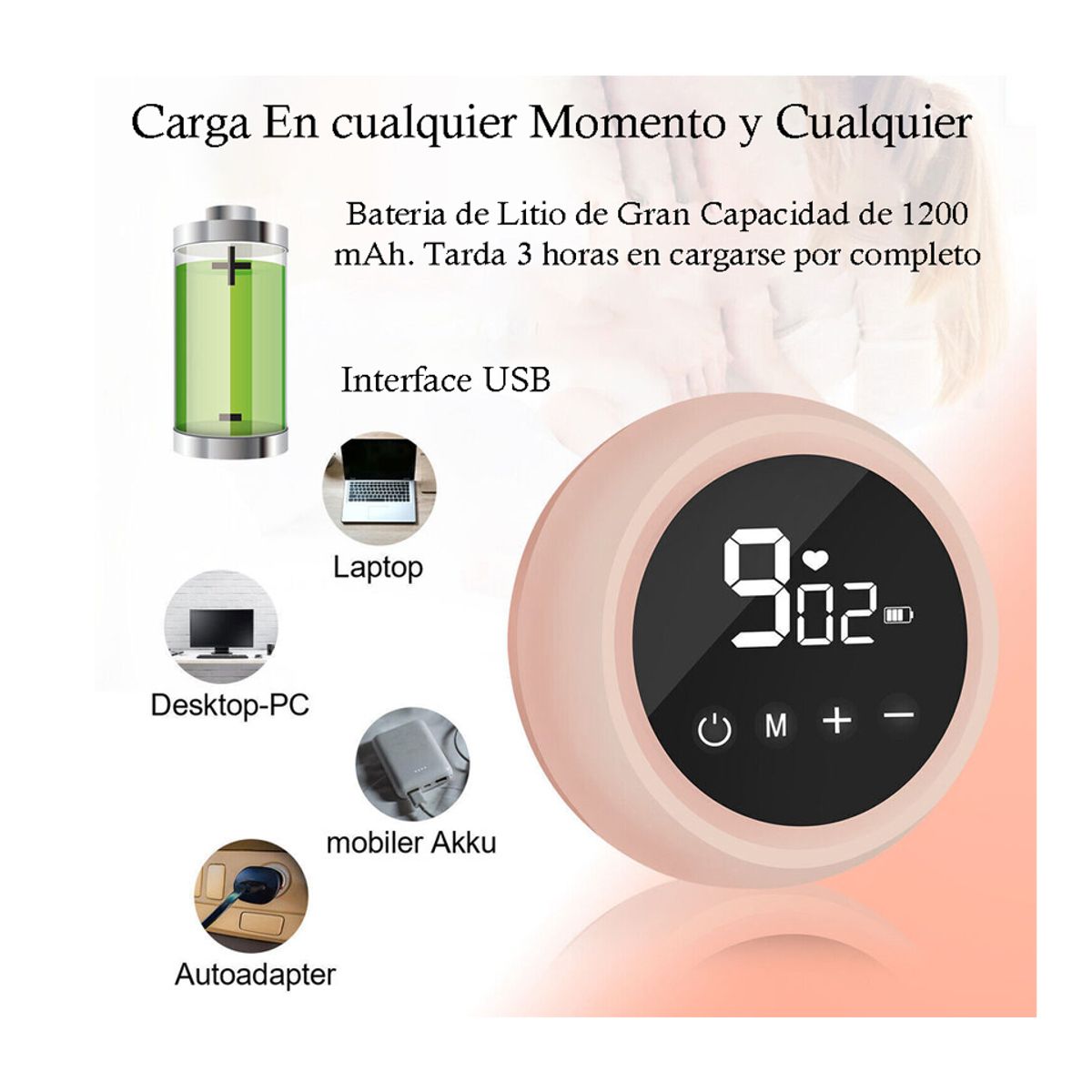 GENERICO - Extractor de Leche Materna Recargable Doble Eléctrico Mz 608