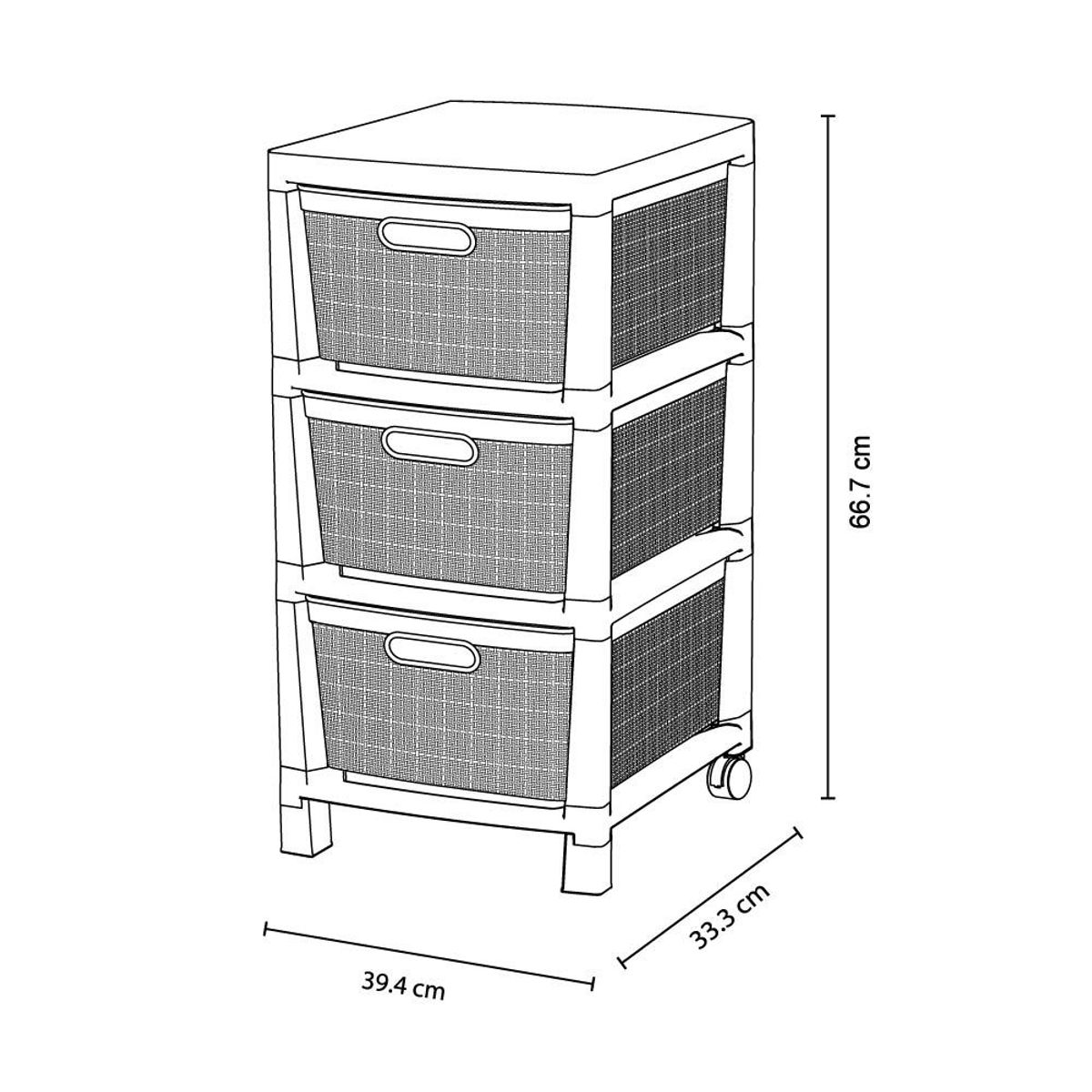 RIMAX - Cajonero Fique 3 Gavetas RIMAX - Gris Hielo