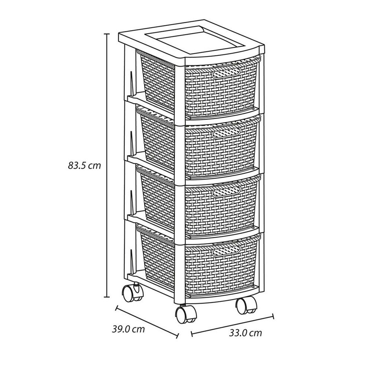 RIMAX - Cajonero Apariencia Rattan 4 Gavetas Altas RIMAX - Taupe