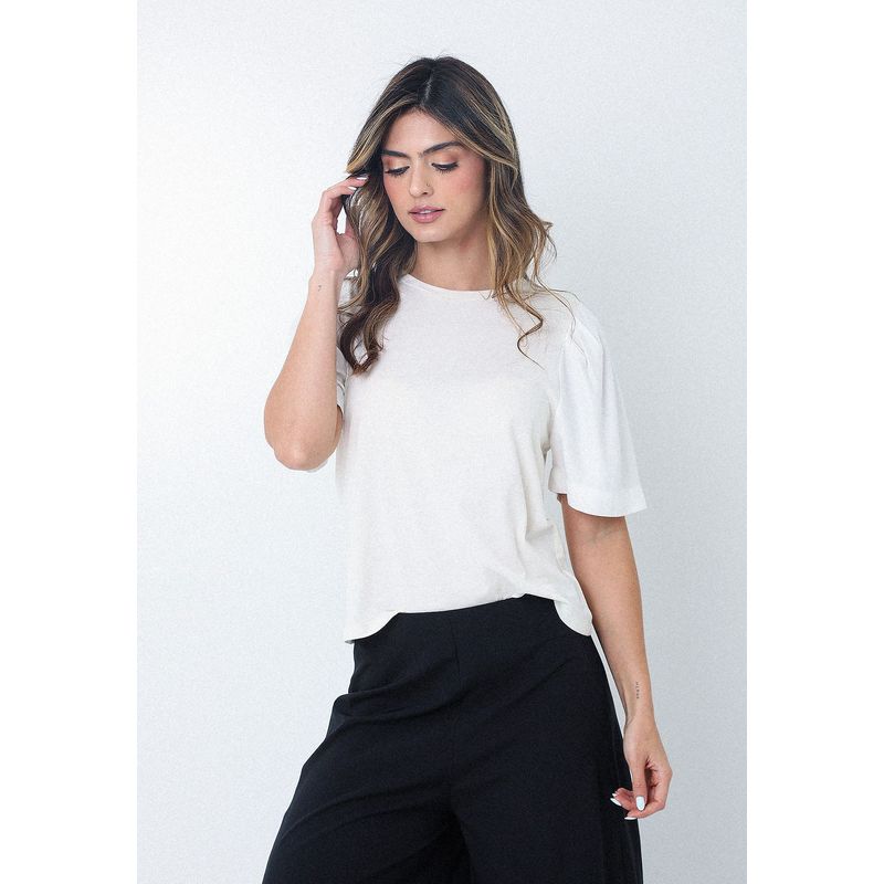 BELIFE - Blusa Blanca Con Escote Redondo Y Mangas 3-4 Para Mujer Belife