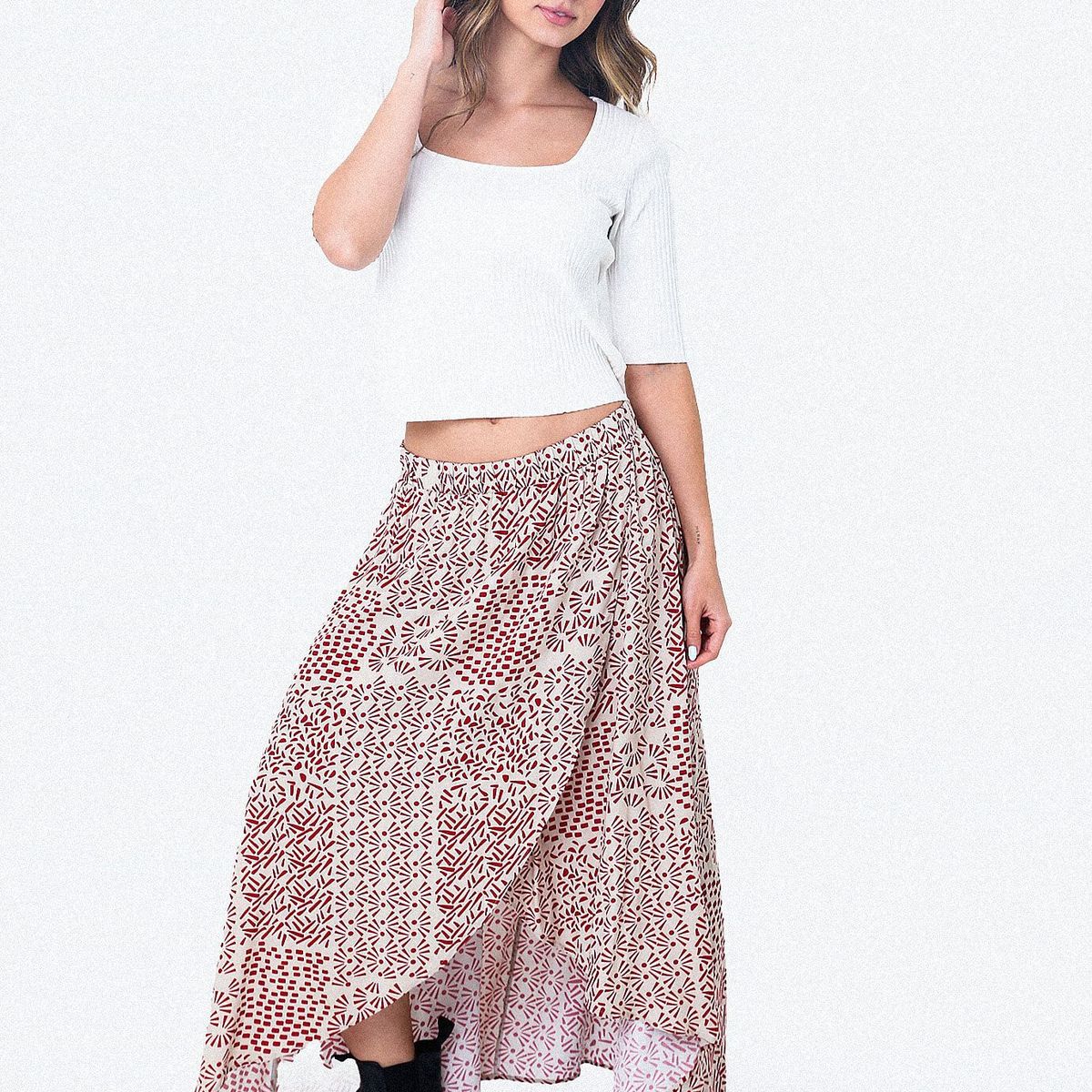 BELIFE - Blusa Blanca Con Escote Semi Cuadrado Y Manga 3-4 Para Mujer Belife