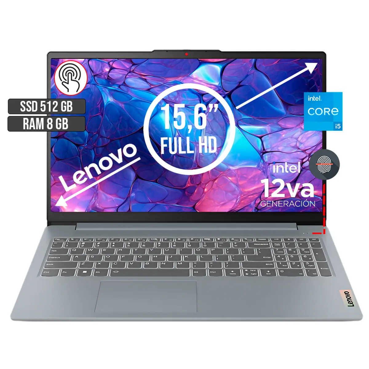 LENOVO - LENOVO IDEAPAD SLIM INTEL CORE I5-12450H SSD 512GB RAM 8GB LED 15,6 TOUCH FULL HD