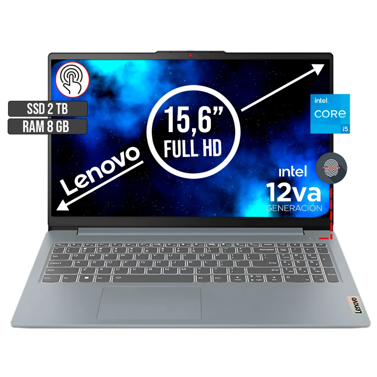 LENOVO - LENOVO IDEAPAD SLIM INTEL CORE I5-12450H SSD 2TB RAM 8GB LED 15,6 TOUCH FULL HD