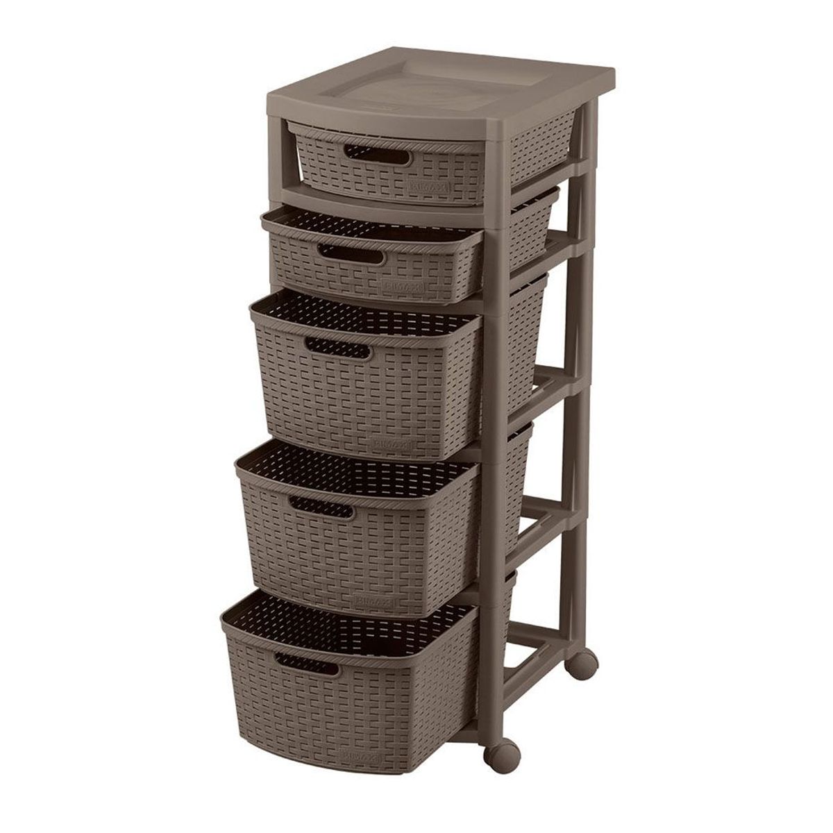 RIMAX - Cajonero Rattan 2 Gavetas Bajas + 3 Gavetas Altas RIMAX - Mocca