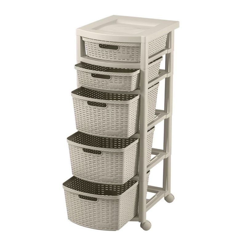 RIMAX - Cajonero Rattan 2 Gavetas Bajas + 3 Gavetas Altas RIMAX - Taupe