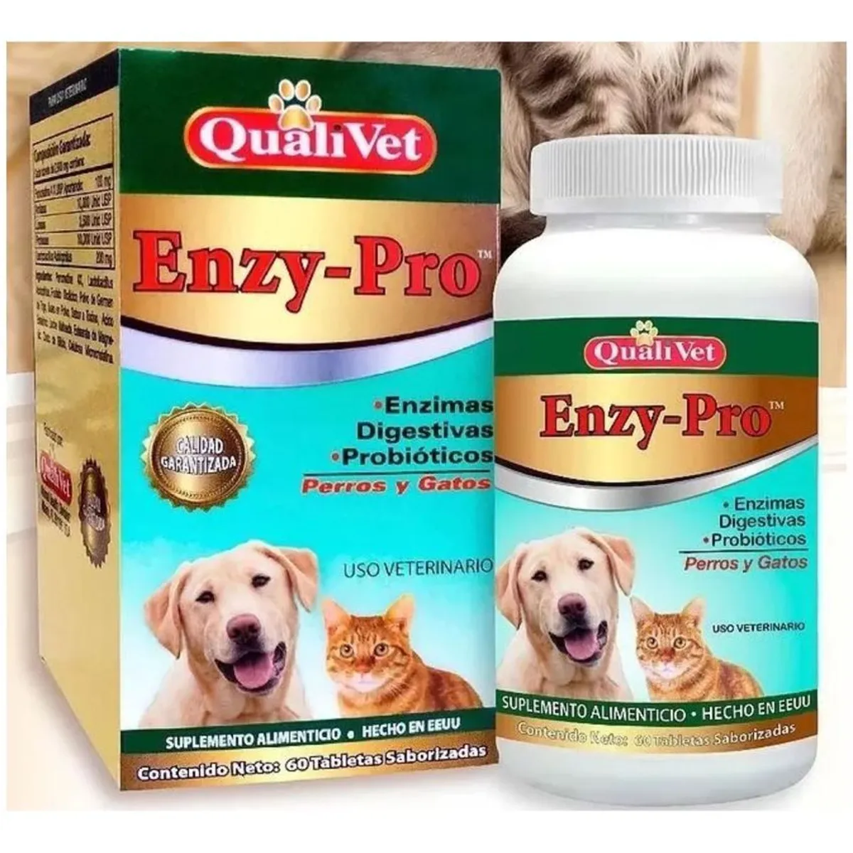 NUTRAFORZ - Enzy Pro Vitaminas Perros Gatos Mejora Proceso Digestivo