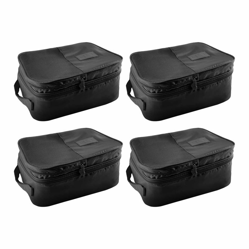 ENERGY PLUS - Kit 4 Bolsas Organizadoras de viaje para Zapatos con 3 Capas Negro