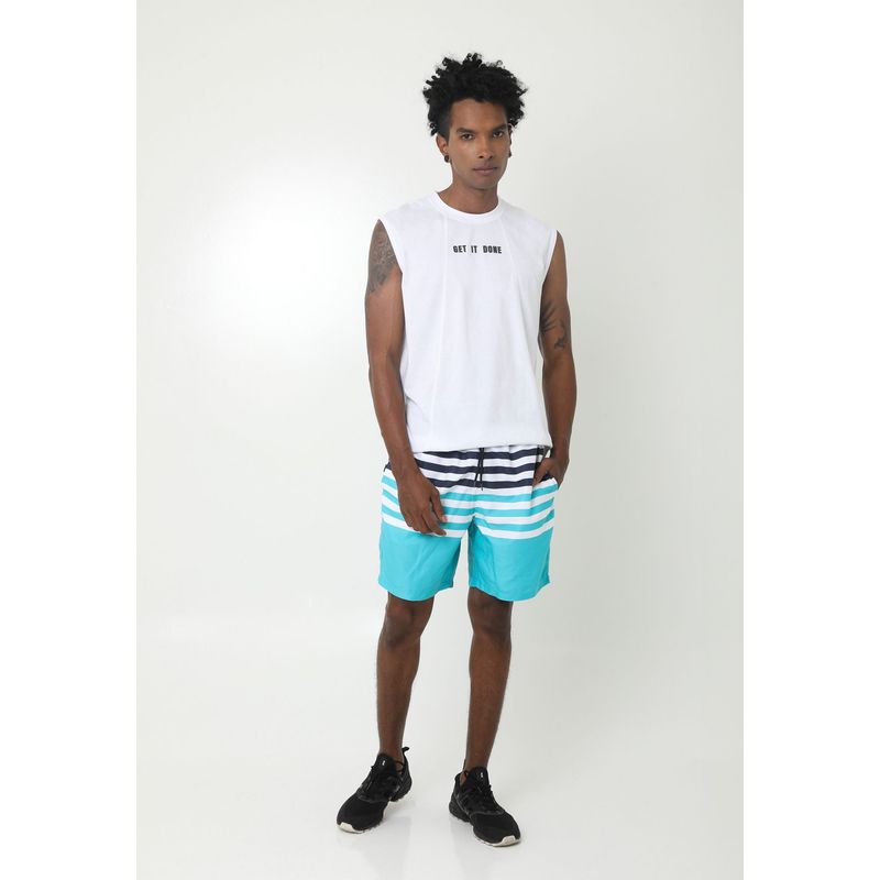 BELIFE - Pantaloneta playera azul en bloques para hombre Belife