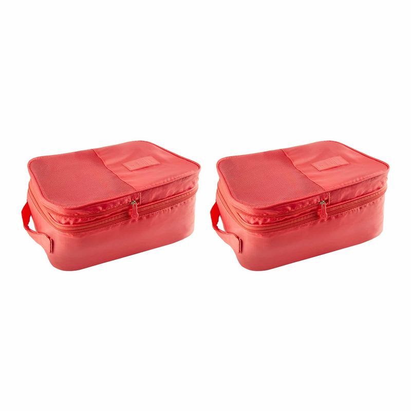 ENERGY PLUS - Kit 2 Bolsas Organizadoras de viaje para Zapatos con 3 Capas Salmón