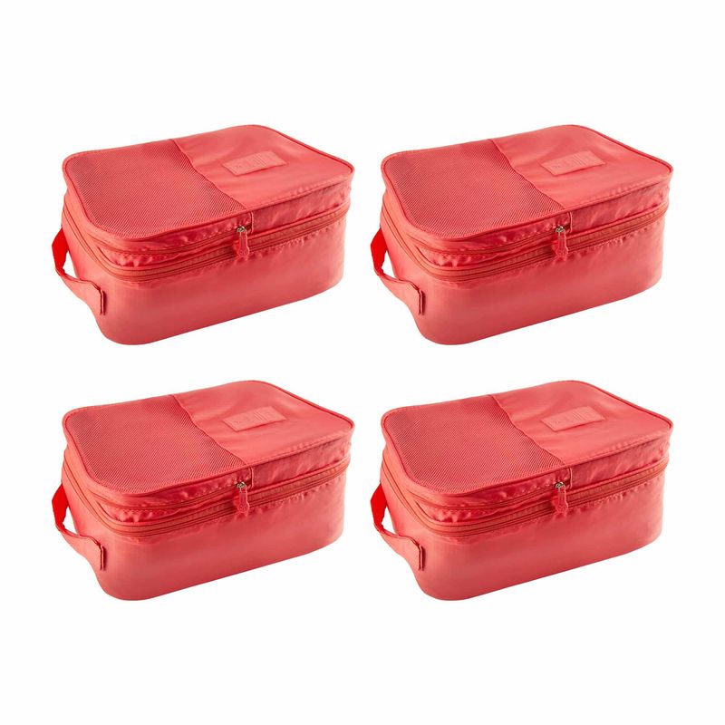 ENERGY PLUS - Kit 4 Bolsas Organizadoras de viaje para Zapatos con 3 Capas Salmón