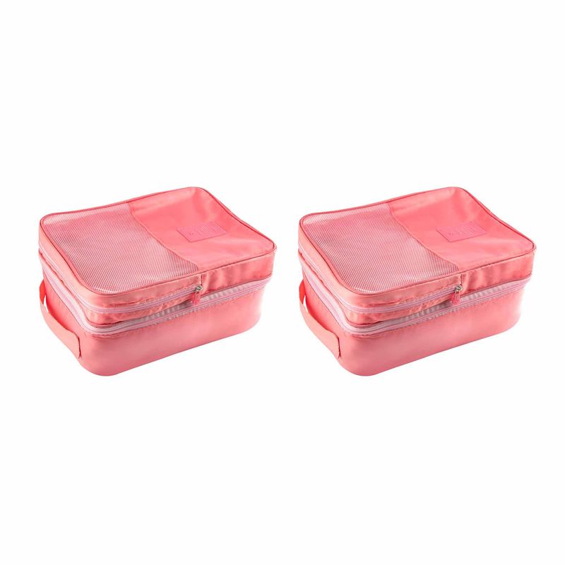 ENERGY PLUS - Kit 2 Bolsas Organizadoras de viaje para Zapatos con 3 Capas Rosado