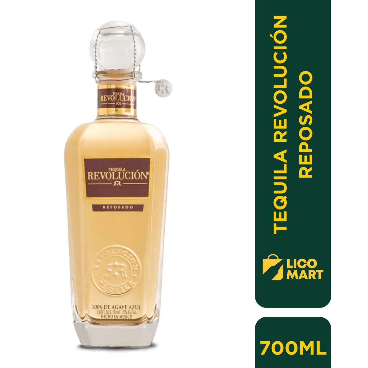 GENERICO - TEQUILA REVOLUCION REPOSADO 700 ML 100 % AGAVE AZUL