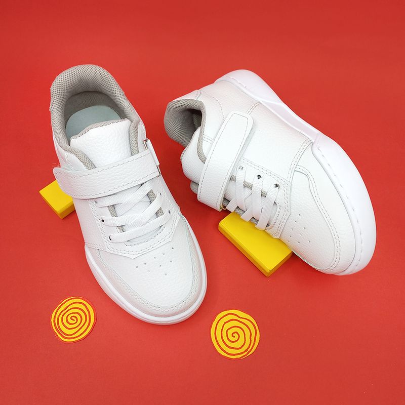 PAPOS - Tenis Colegiales Unisex EduStep Cordón Blanco - Crema