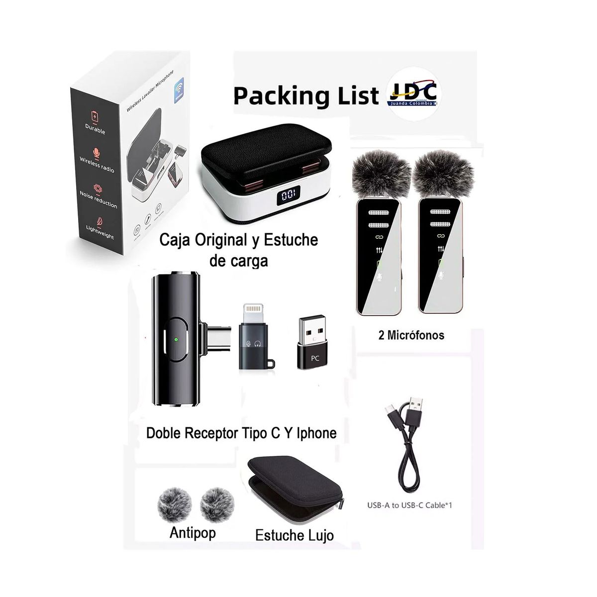 GENERICO - Micrófonos Inalámbricos Solapa 3 EN 1 para Celular Y Cámara Plug 3.5mm