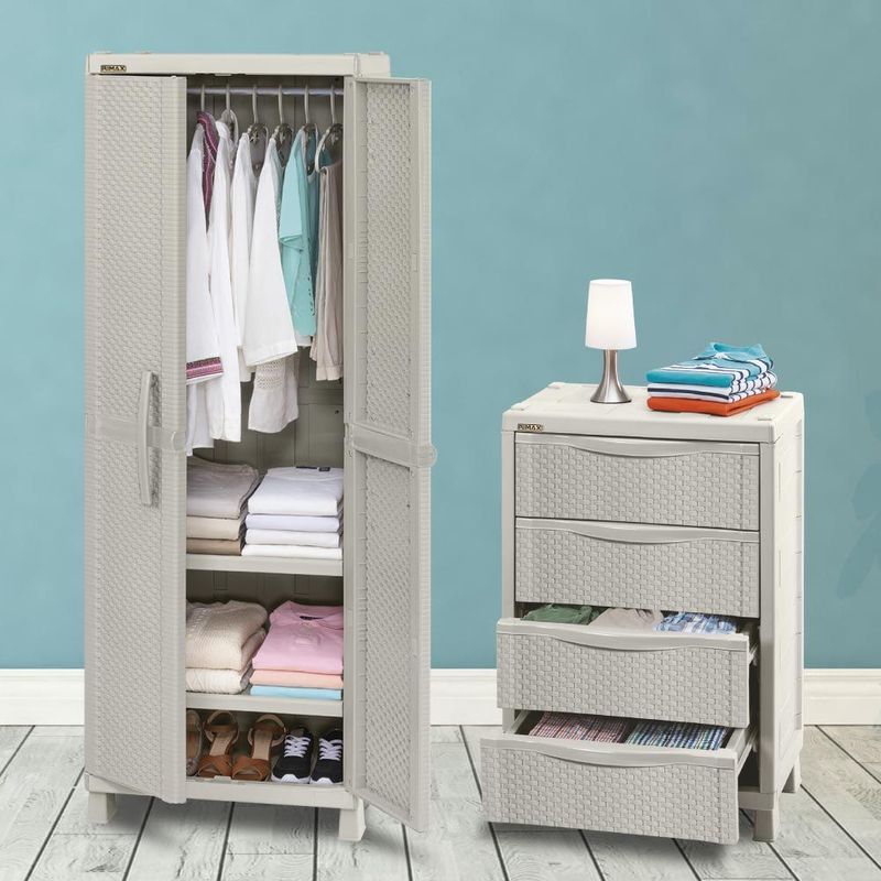 RIMAX - Combo - Armario para Ropa Rattan - Cajonero Rattan - RIMAX - Taupe