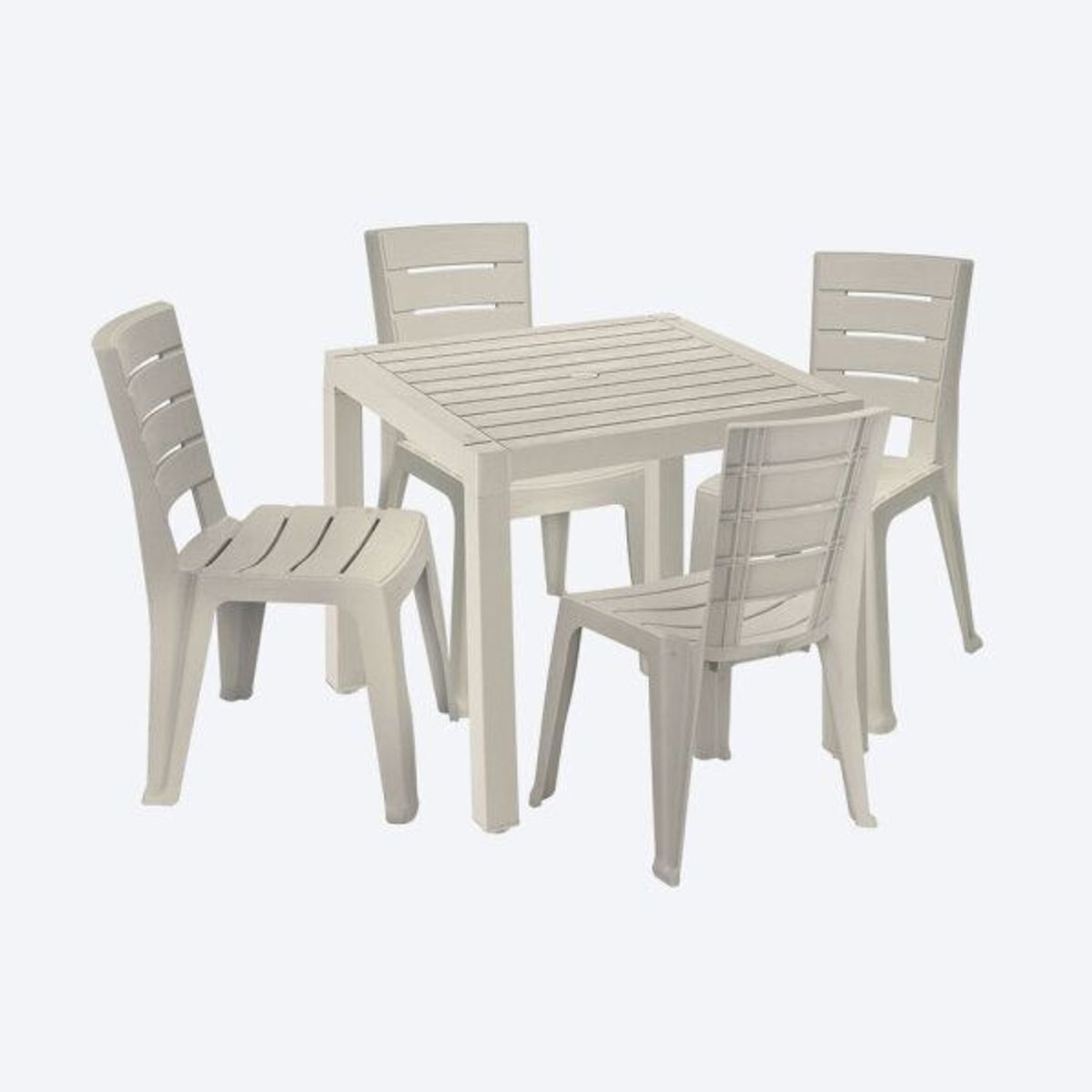 RIMAX - Comedor Barú RIMAX (1 Mesa + 4 Sillas SIN Brazos TAUPE)