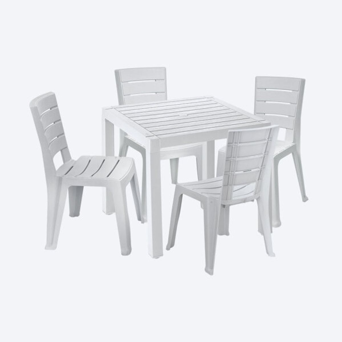 RIMAX - Comedor Barú RIMAX (1 Mesa + 4 Sillas SIN Brazos GRIS HIELO)