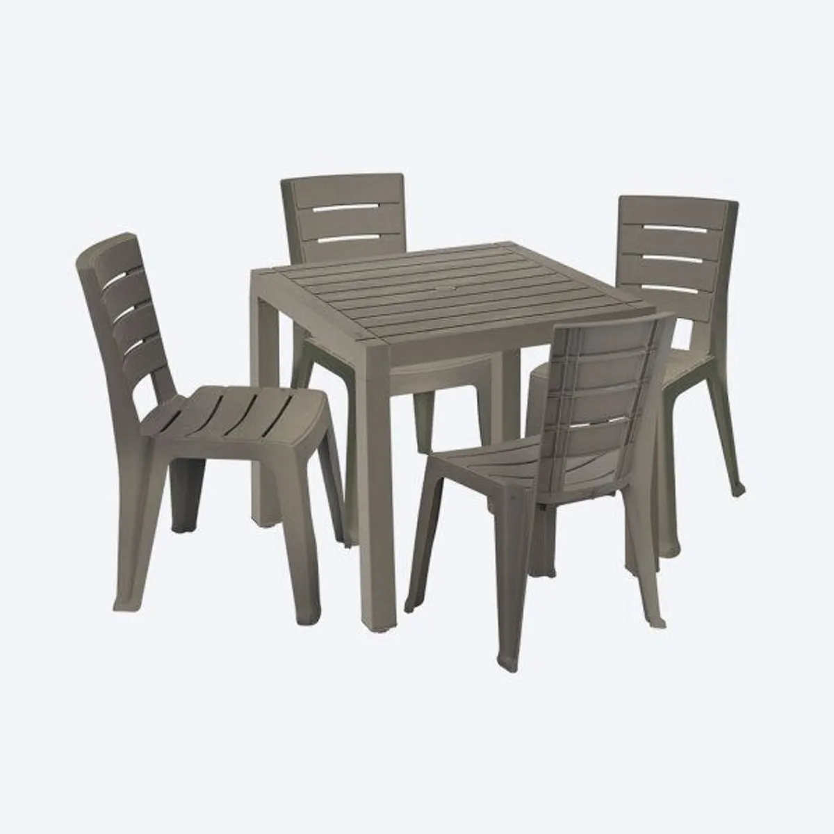 RIMAX - Comedor Barú RIMAX (1 Mesa + 4 Sillas SIN Brazos MOCCA)