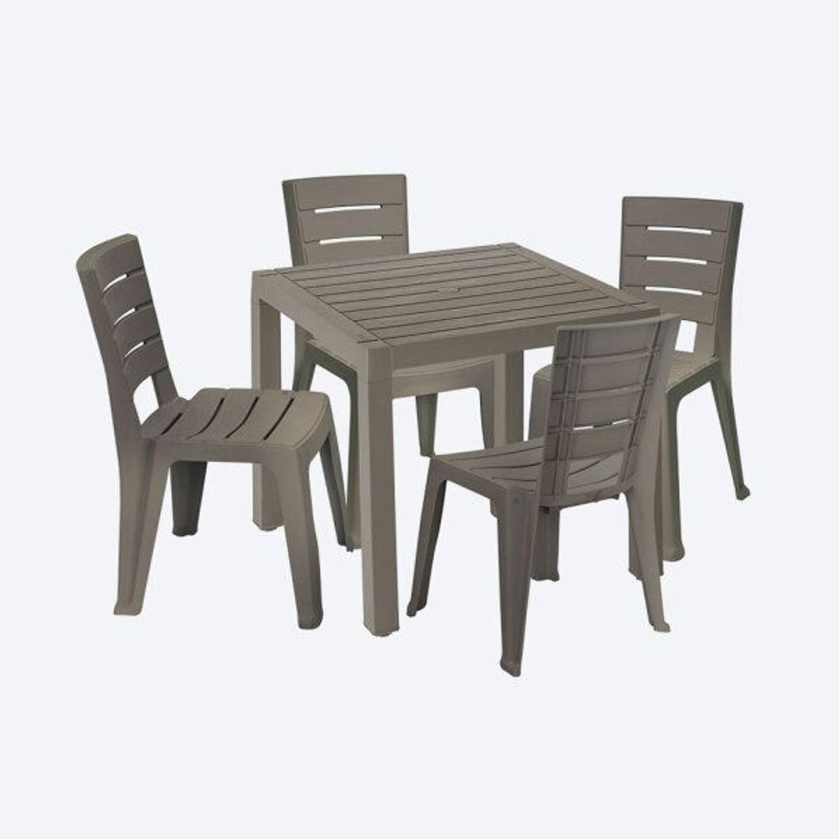 RIMAX - Comedor Barú RIMAX (1 Mesa + 4 Sillas SIN Brazos MOCCA)