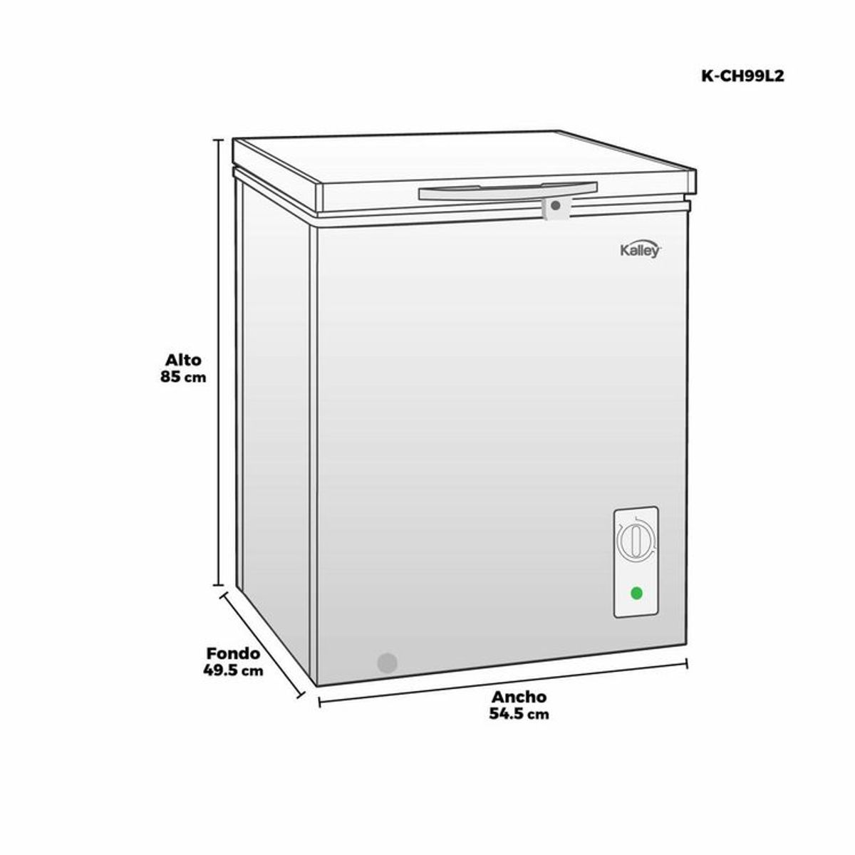 KALLEY - Congelador horizontal kalley dual 99 litros k-ch99l2 blanco