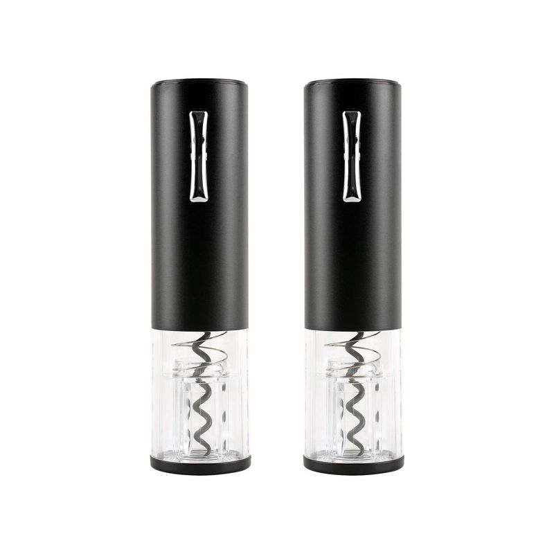 CHEF MASTER - Set X 2 Sacacorchos Eléctrico USB: Kit Descorchador Completo Negro