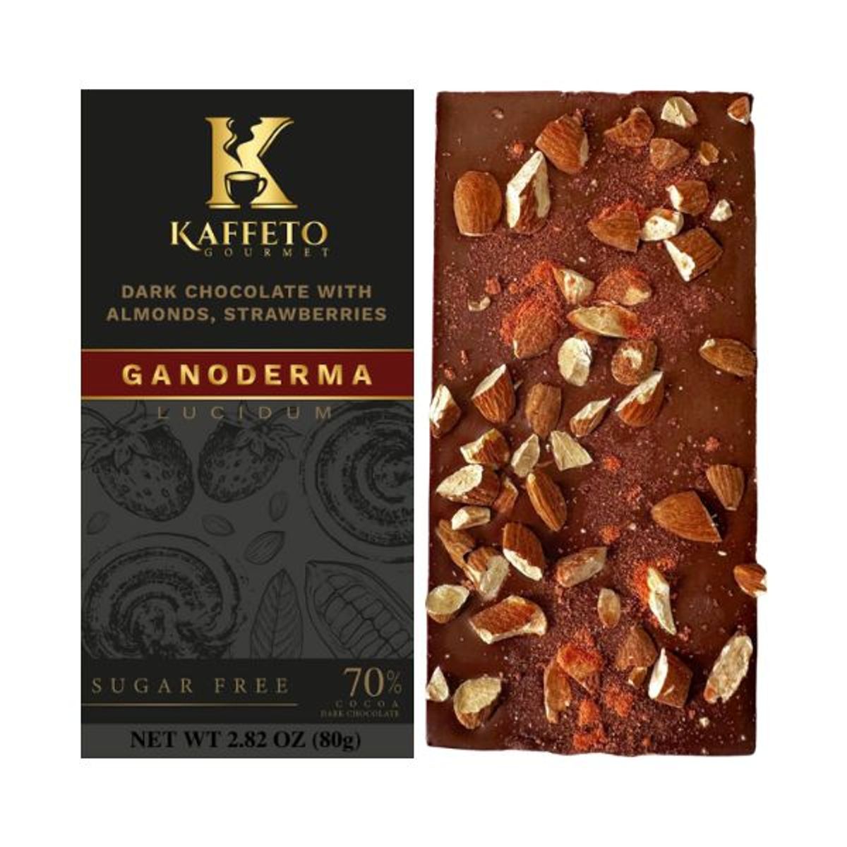 KAFFETO GOURMET - Chocolate con almendras fresas y ganoderma lucidum