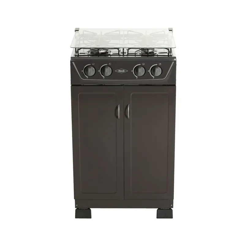 HACEB - Estufa de piso haceb 4 puestos gas natural gabinete vidrio gris