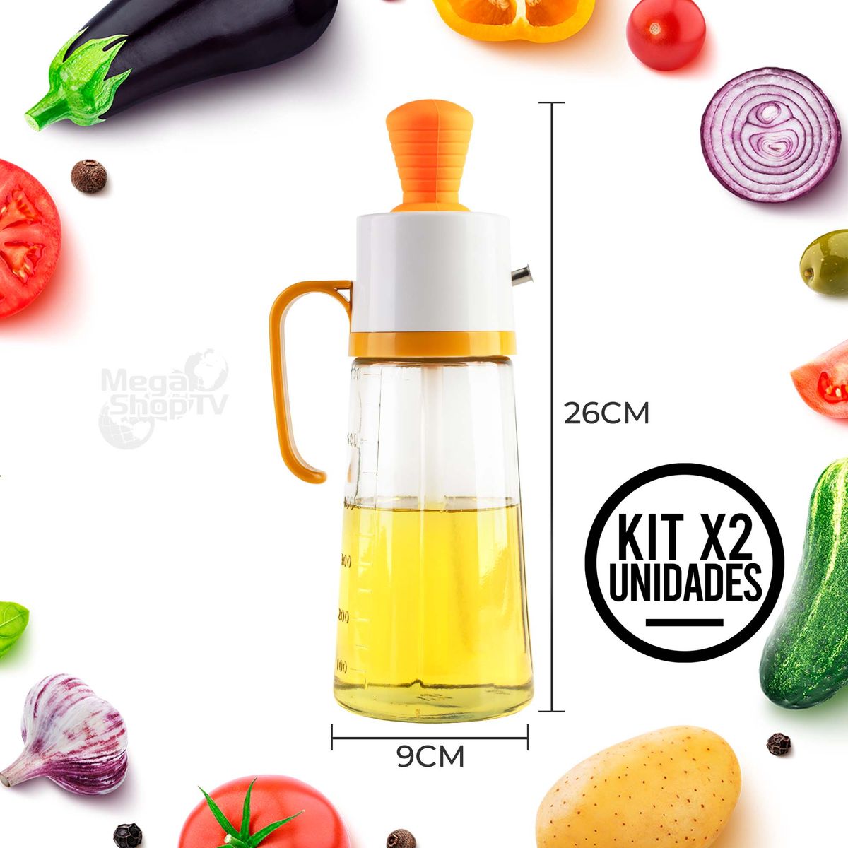 CHEF MASTER - 2 Botellas Dispensadoras aplicador Multiusos Aceite Vinagre Amarilla