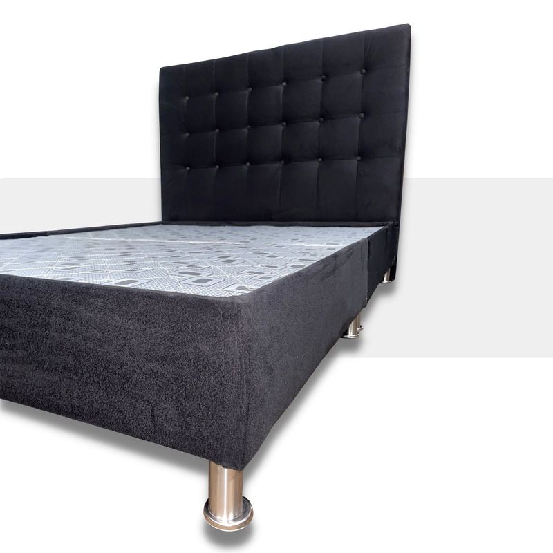 ESTILO Y CONFORT - Basecama y Cabecero Estilo y Confort 160x190 Negro