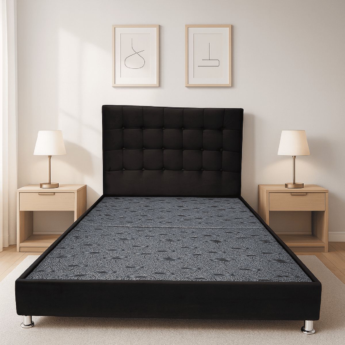 ESTILO Y CONFORT - Basecama y Cabecero Estilo y Confort 160x190 Negro