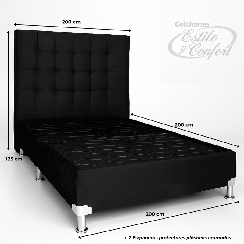 ESTILO Y CONFORT - Basecama y Cabecero Estilo y Confort 200x200 Negro