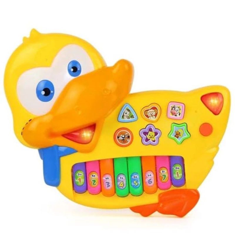 MARKET TOYS - Piano Infantil Con Forma De Pato Luces Sonidos