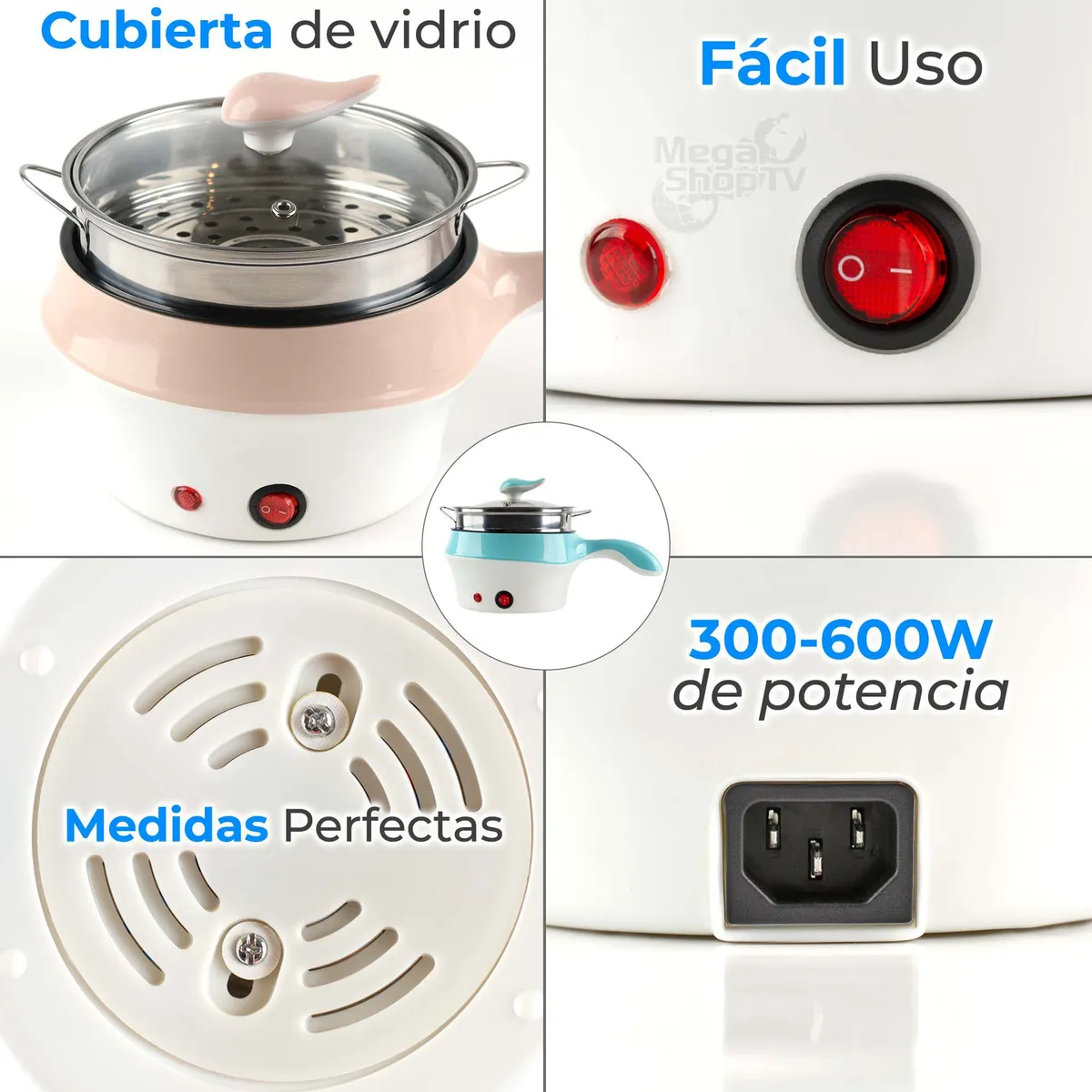 CHEF MASTER - Olla Eléctrica Multifuncional 5en1 Cocina vaporiza fríe Crema