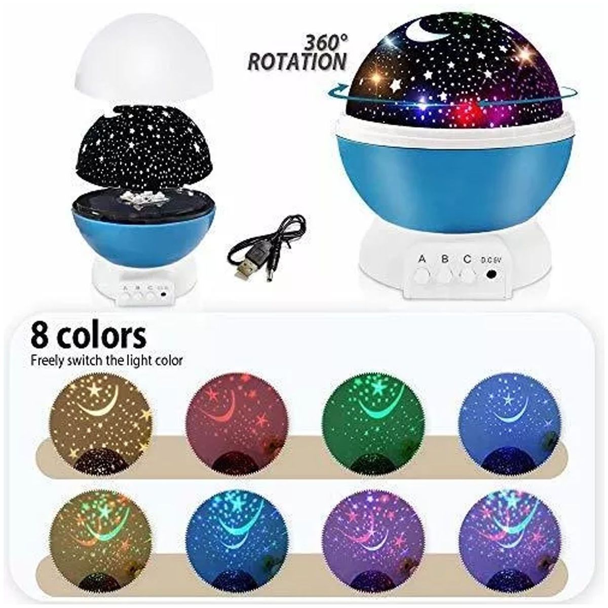 ONE PIXEL - Lampara Rotatoria Proyector Cielo Estrellas Noche Dormir Luz