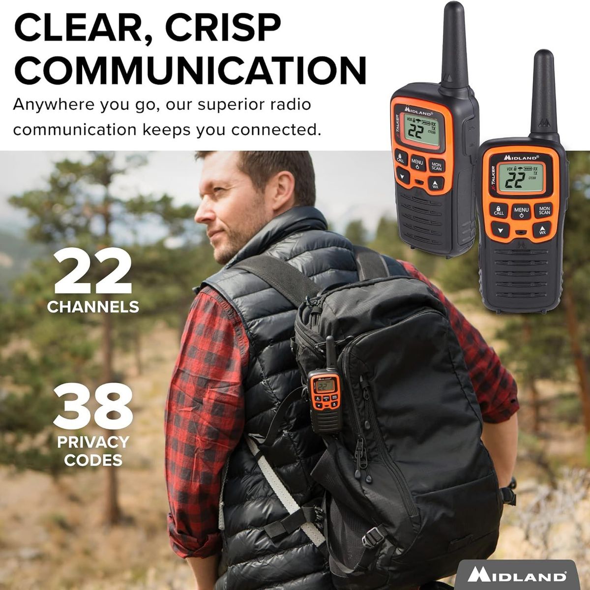 MIDLAND 2 WAY RADIOS - Radio Walkie Talkies Bidireccional Midland 22 Canales Hasta 45 Km