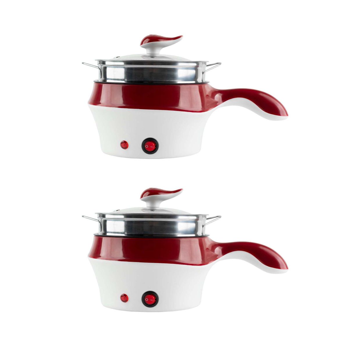 CHEF MASTER - Kit X2 Olla Eléctrica Multifuncional 5en1 Arrocera y más Rojo